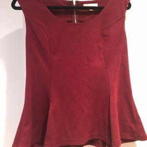 XL Burgundy Peplum Top